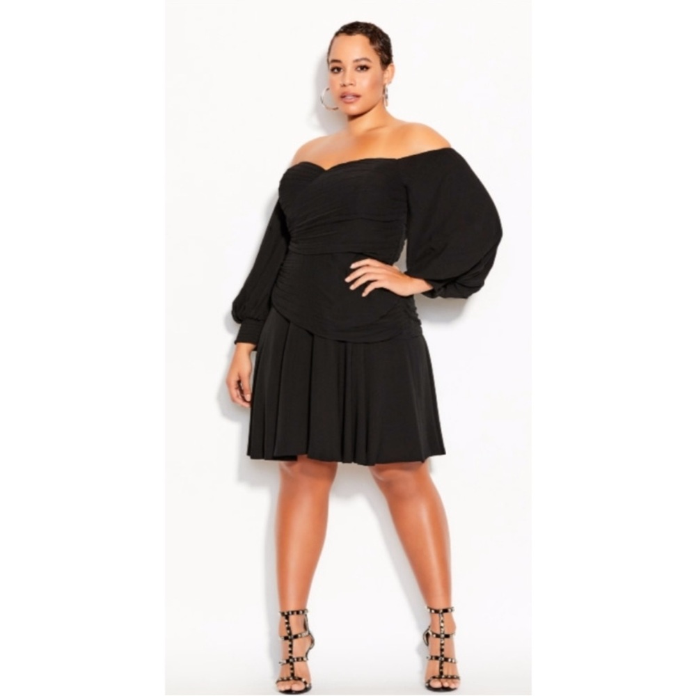 City Chic Rebel Royale Off the Shoulder Cocktail Dress in Black SZ 12 NWT